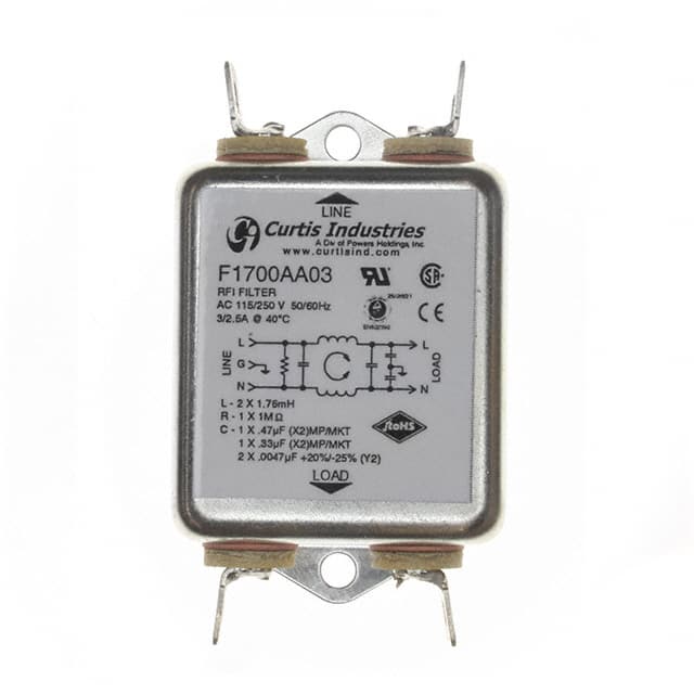 F1700AA03 LINE FILTER 250VAC 3A CHASS MNT