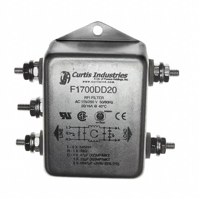F1700DD20 LINE FILTER 250VAC 20A CHASS MNT