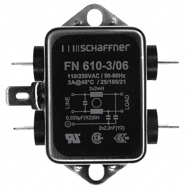 FN610-3-06 LINE FILTER 250VAC 3A CHASS MNT