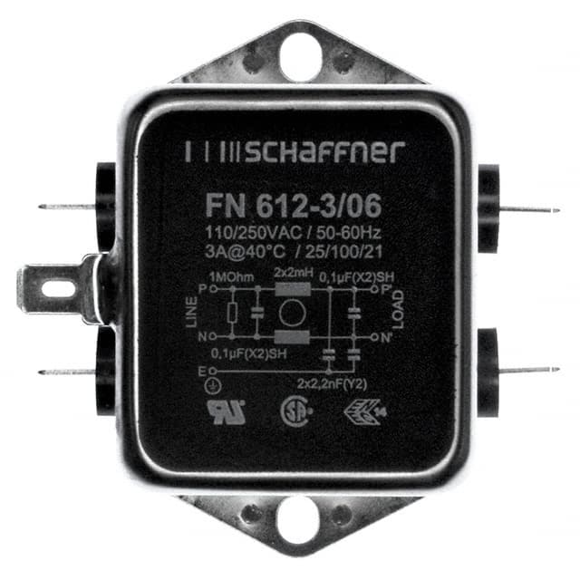 FN612-3-06 LINE FILTER 250VAC 3A CHASS MNT