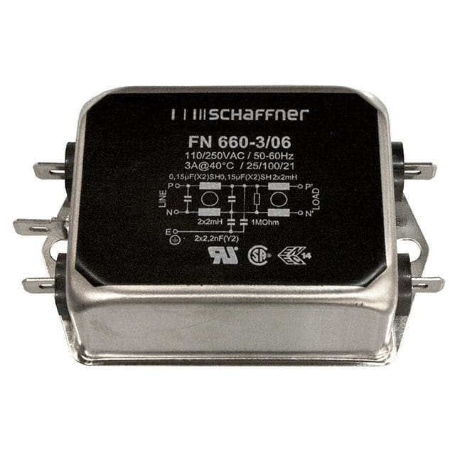 FN660-3-06 LINE FILTER 250VAC 3A CHASS MNT