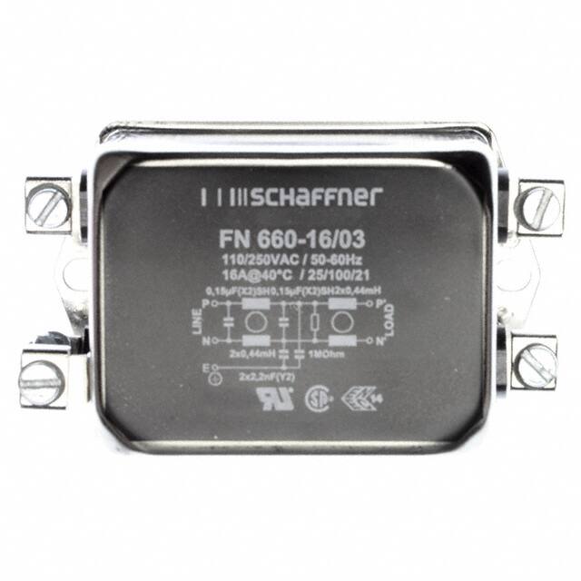 FN660-16-03 LINE FILTER 250VAC 16A CHASS MNT