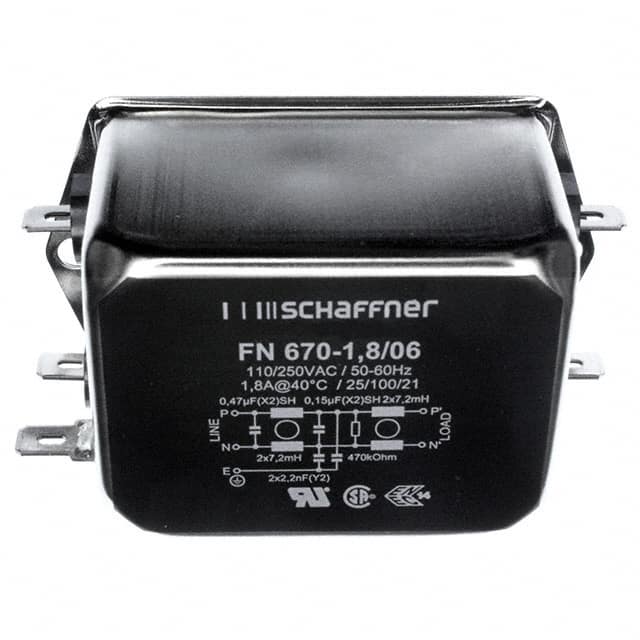 FN670-1.8-06 LINE FILTER 250VAC 1.8A CHASS