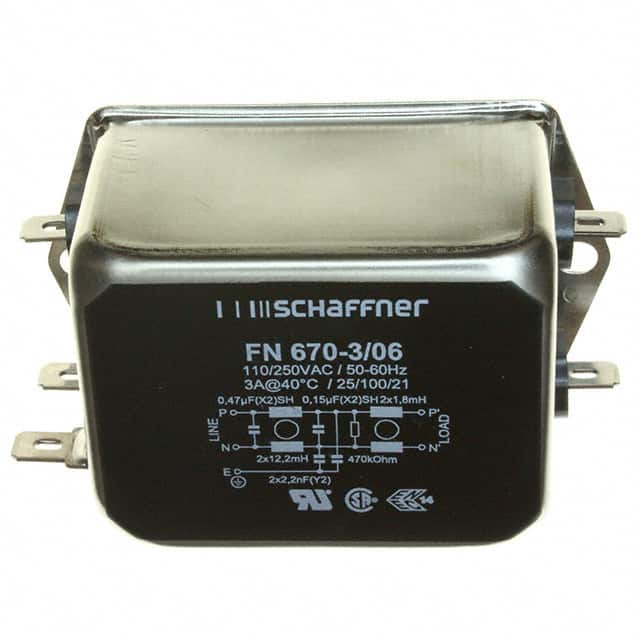 FN670-3-06 LINE FILTER 250VAC 3A CHASS MNT