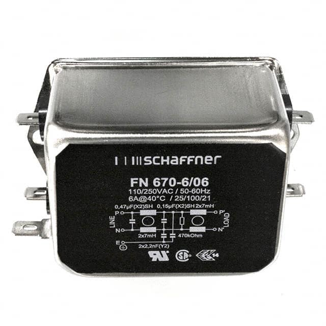 FN670-6-06 LINE FILTER 250VAC 6A CHASS MNT