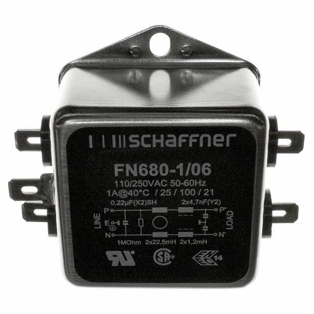 FN680-1-06 LINE FILTER 250VAC 1A CHASS MNT