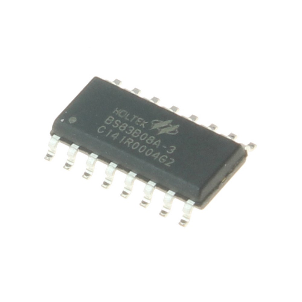 BS83B08A-3 The Holtek Semiconductor BS83B08A-3 is an 8-bit microcontroller featuring 2kB of Flash program memory and 160B of SRAM. It operates with a supply voltage range of 2.7V to 5.5V.