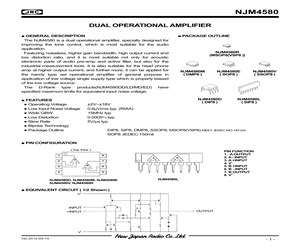 NJM4580M-TE1 The JRC NJM4580M-TE1 is a dual operational amplifier designed for general-purpose applications. It features a 15 MHz gain bandwidth product and a 5 V/µs slew rate.