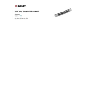 SP16 The Burndy SP16 is a vinyl-insulated copper splice connector designed for accommodating 600V cables. It features tin plating and supports conductor sizes from 22 to 16 AWG.