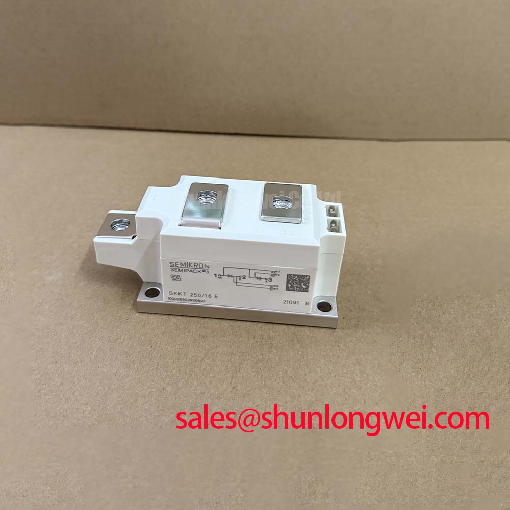 SKKT250/16E The SEMIKRON SKKT250/16E is a dual thyristor module designed for high-power industrial applications. It offers a 1600V voltage rating and 250A current handling capability.