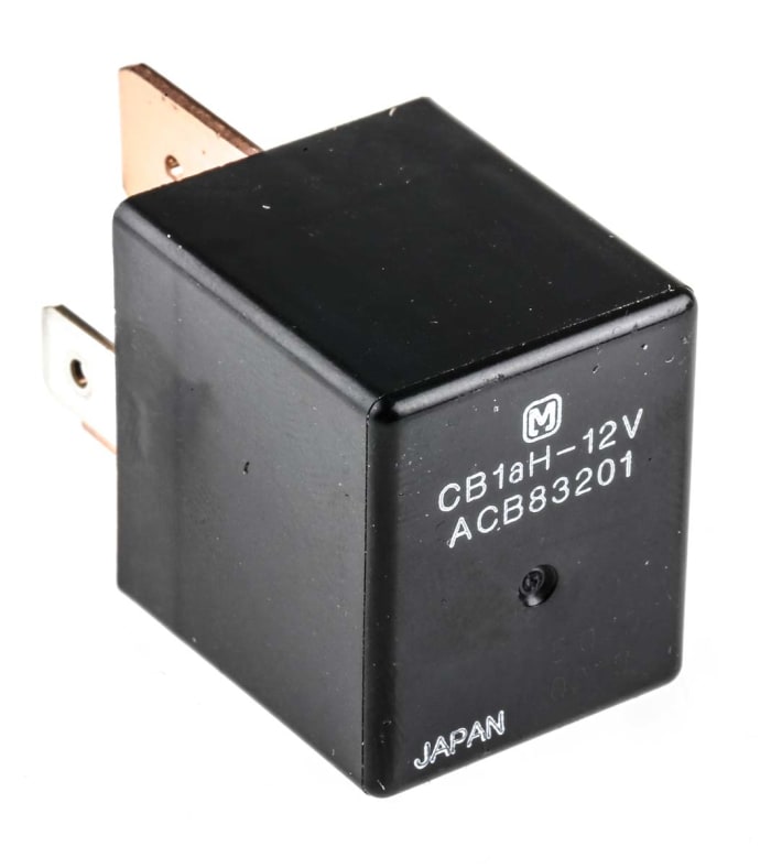CB1AH-12V The Panasonic CB1AH-12V is an automotive relay with a 12VDC coil voltage and a 70A switching current capacity. It features a SPST-NO contact configuration.