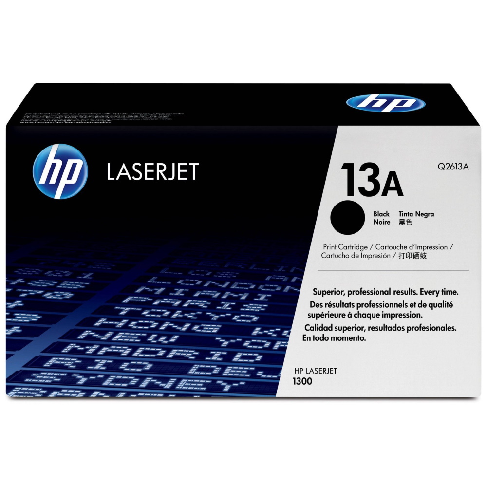 HP 13A The HP 13A Black Toner Cartridge (Q2613A) offers a print yield of approximately 2,500 pages. This genuine OEM cartridge is designed for reliable performance.