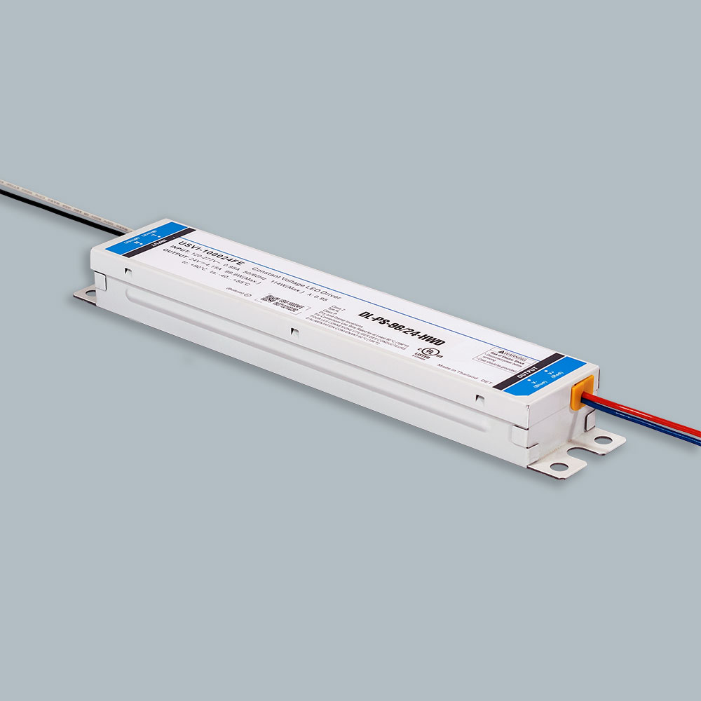 DL-PS-96/24-HWD The JESCO Lighting Group DL-PS-96/24-HWD is a 96W, 24V DC hardwire LED power supply. It offers universal input voltage from 120 to 277V AC and includes multiple protection features.