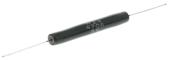 W24-470RJI The Welwyn W24-470RJI is an axial wirewound resistor offering 470 Ohms of resistance and a 14W power rating. It features a ±5% tolerance and a wide operating temperature range.