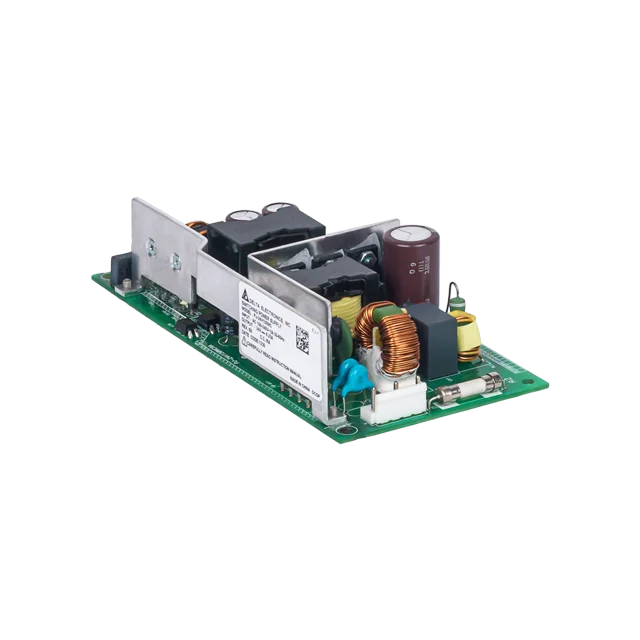 PJ-12V150WCNA The Delta Electronics PJ-12V150WCNA is a 150W AC/DC converter with a 12V output and 12.5A current. It features adjustable output, PFC, and universal input, designed for chassis mounting.