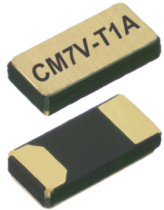CM7V-T1A-32.768kHz-12.5pF The Micro Crystal CM7V-T1A is an SMD crystal operating at 32.768kHz with a load capacitance of 12.5pF and a frequency tolerance of ±10ppm. It is AEC-Q200 qualified.