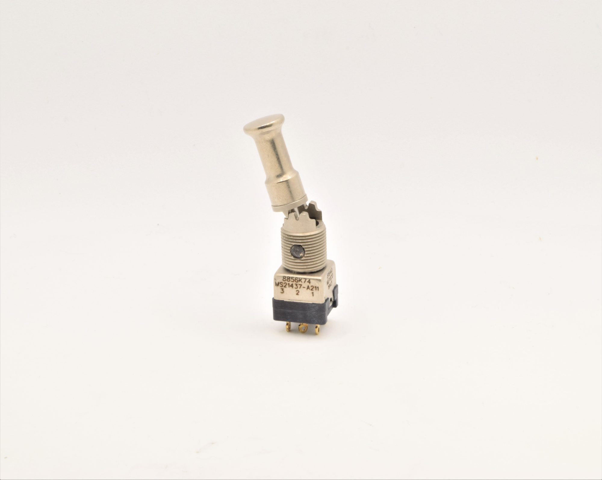 MS21437/A211 The Cutler-Hammer, Inc. MS21437/A211 is a 2-pole miniature positive action toggle switch. It features a lever lock actuator and solder lug terminals.
