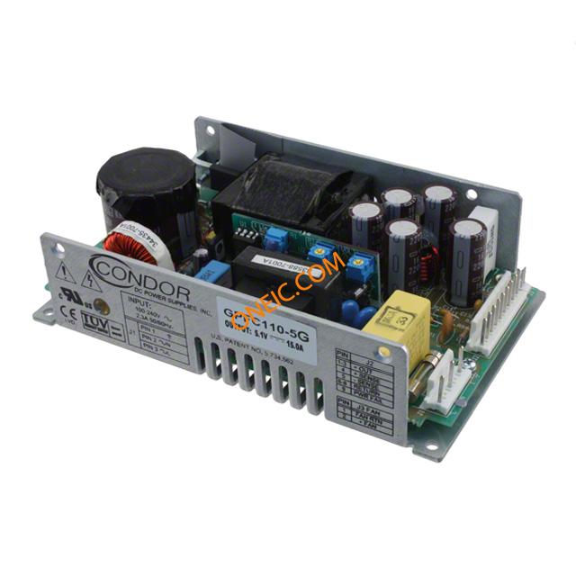 GPFC110-5G The SL Power Electronics GPFC110-5G is an open frame AC/DC power supply delivering up to 110W of power. It features a 5.1VDC output with 11A current capability and universal input.