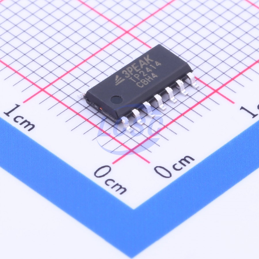 TP2414-SR The 3PEAK TP2414-SR is a quad operational amplifier offering a 10 MHz gain bandwidth product and 7 V/μs slew rate. It features rail-to-rail input and output for maximum dynamic range.