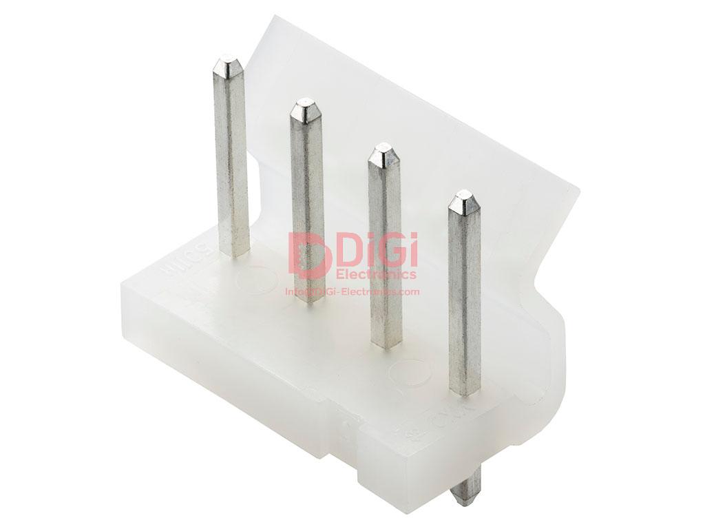 5281-04a The Molex 5281-04a is a header connector featuring 4 positions and a 5.08mm pitch. It is designed for through-hole mounting and solder termination.