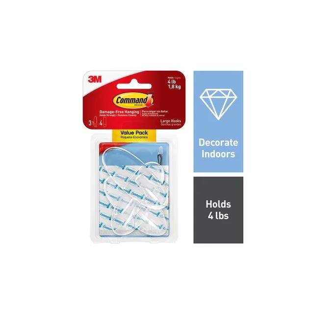 17093CLR-3AES COMMAND LARGE CLEAR HOOK WIT