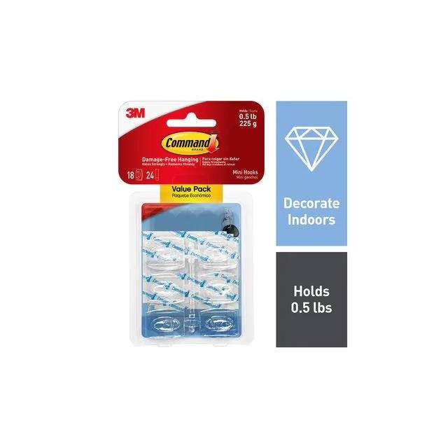 17006CLR-18ES COMMAND MINI CLEAR HOOKS WIT