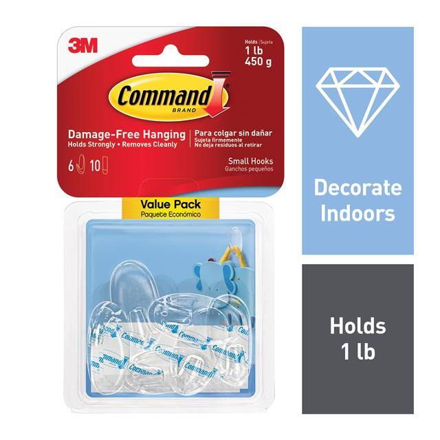 17092CLR-6ES COMMAND CLEAR SMALL HOOKS, VALUE