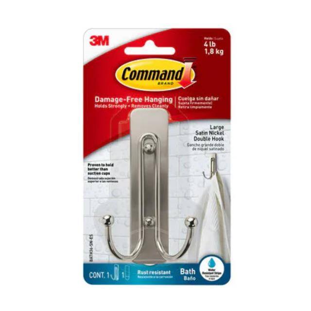 BATH36-SN-ES COMMAND LARGE DOUBLE BATH HOOK S