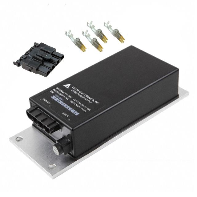 B70SR12424AC The Delta Electronics B70SR12424AC is a 300W DC/DC converter with a wide input voltage range of 36-106V and a 12.4V output. It features a chassis mount type and an operating temperature range of -40°C to 75°C.