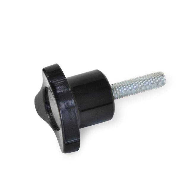 6110065 PLASTIC 3-LOBED KNOB, STEEL STUD