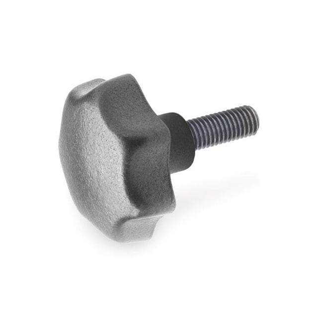 6336.4-SG-32-M6-25 CAST IRON STAR KNOB, STEEL STUD