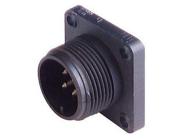 CM02E14S-2P The Hirschmann CM02E14S-2P is a surface-mounted circular plug connector with 4 contacts. It features a flange for secure mounting.
