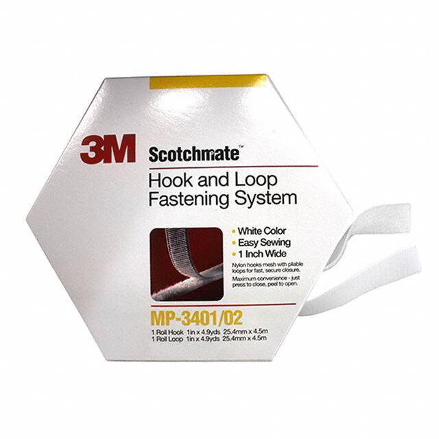 MP-3401/02 WHITE HOOK & LOOP 1"X4.9YD WHT SEW-ON