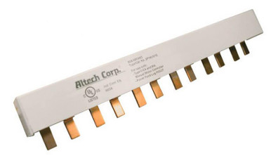 2P18U3/6 The Altech Corporation 2P18U3/6 is a 3-phase bus bar designed for use with miniature molded circuit breakers. It features an 80A current rating and 480VAC voltage rating.