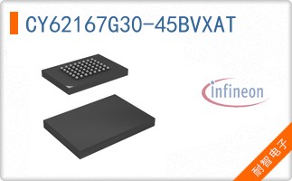 CY62167G30-45BVXAT The Infineon CY62167G30-45BVXAT is a 16Mbit parallel SRAM. It features a 45ns access time and operates within a 2.2V to 3.6V supply range.