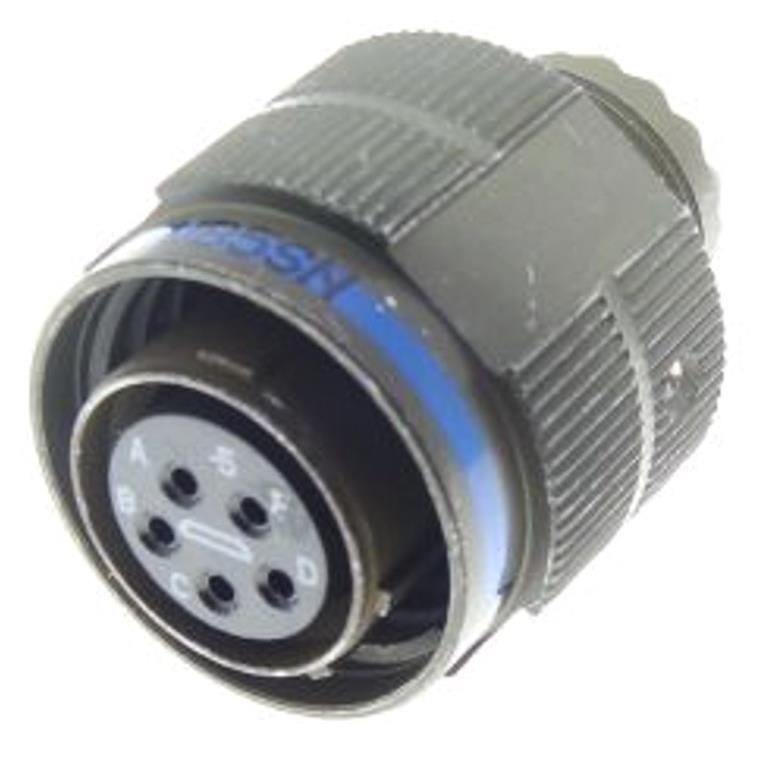 D38999/20ZJ7SN MIL-DTL-38999 Series III circular connector receptacle with 99 positions (97+2 Triax), threaded fastening, crimp termination, and panel mount. Rated for 5A and 45A, operating temperature -65°C to 200°C.