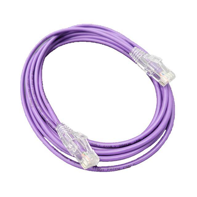 E09-007P-SLIM 7' CAT 6A Slim 28AWG Purple Cbl