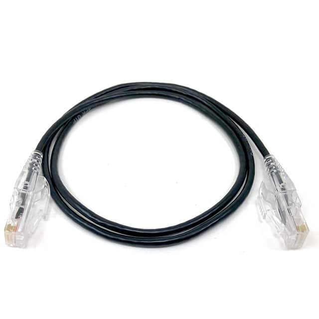 E09-003B-SLIM 3' CAT 6A 8P8C, 28AWG, Black