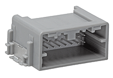 34897-8242 Molex 34897-8242 is a MINI50 series right angle surface mount header with 24 positions. It features a dark gray polarized housing and solder termination.