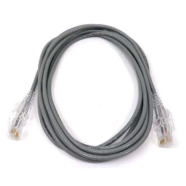 E09-010-SLIM 10' CAT 6A 8P8C, 28AWG, Gray