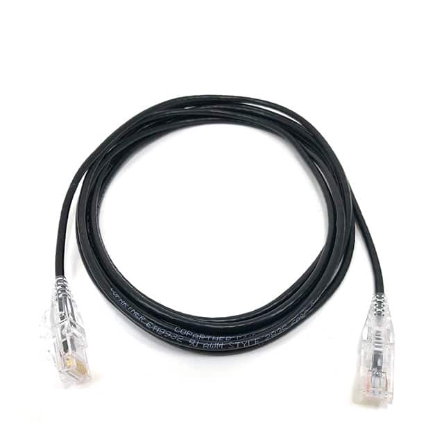 E09-010B-SLIM 10' CAT 6A 8P8C, 28AWG, Black