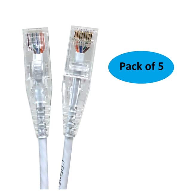 E08-001W-SL5 CABLE MOD 8P8C PLUG-PLUG 1' 5PK