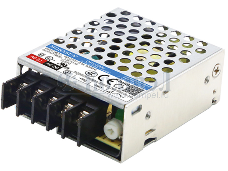 LM15-23B15-C The Mornsun LM15-23B15-C is a 15W AC/DC enclosed switching power supply with a 15V output. It accepts a wide input voltage range and operates efficiently across various temperatures.