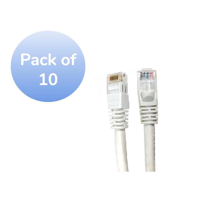 E08-001W-10 Cable CAT6 Mold White 8P8C  1'