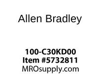 100-C30KD00 The Allen-Bradley 100-C30KD00 is a 3-pole IEC contactor with a 30A rating and a 24V DC coil. It includes one normally open auxiliary contact.