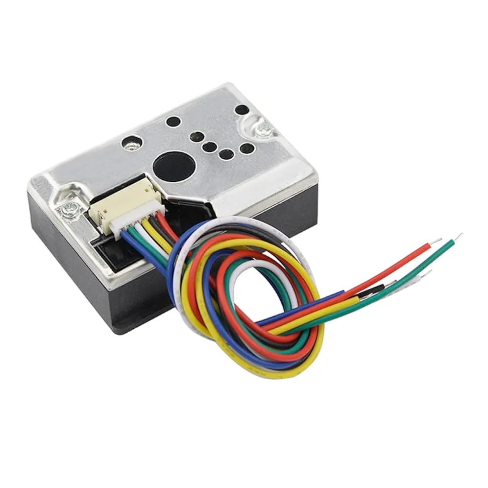 GP2Y1010AU0F The Sharp GP2Y1010AU0F is an optical dust sensor designed for air quality monitoring. It detects fine particles using infrared light and provides an analog voltage output proportional to dust concentration.