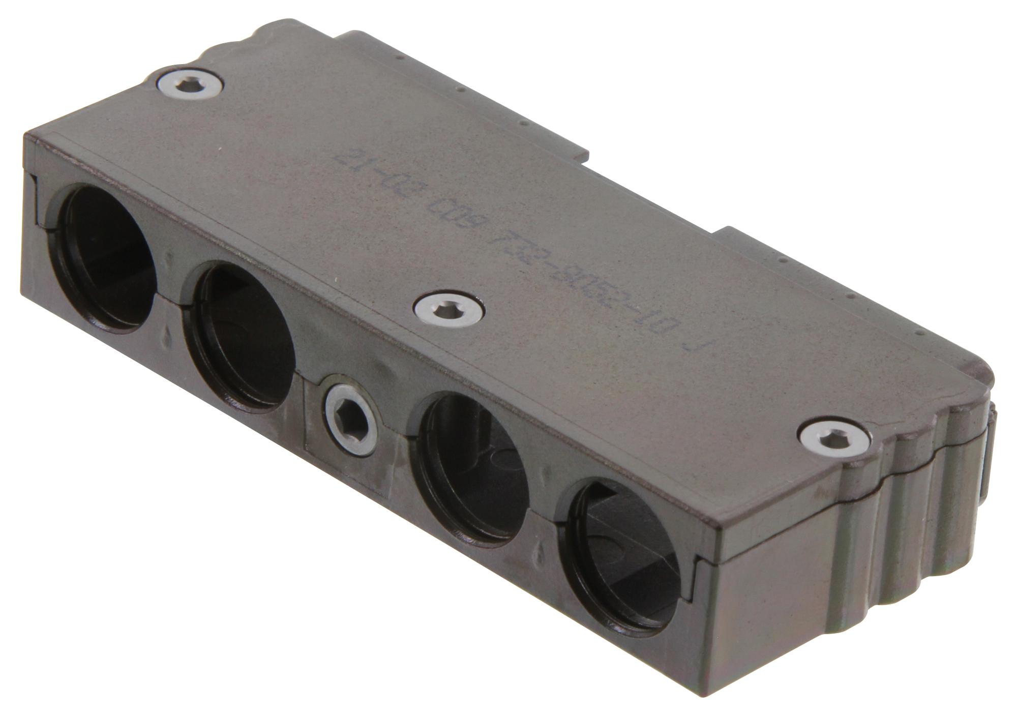 732-8052-10 A EMI backshell accessory for DMC-MD inserts from TE Connectivity. Provides electromagnetic interference shielding for rectangular connector systems.