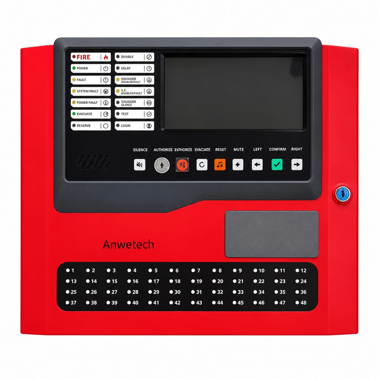 F102 The Thomson-CSF F102 is an addressable fire alarm control panel featuring a 7-inch LCD touch screen. It supports up to 1296 addressable points and 5000 zones.