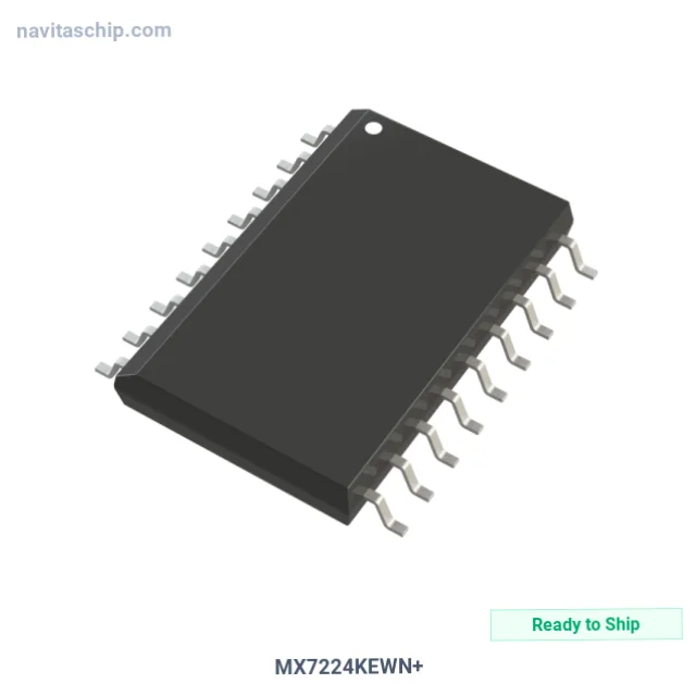 MX7224KEWN+ The MX7224KEWN+ is an 8-bit Digital-to-Analog Converter from Analog Devices/Maxim Integrated. It features a voltage-buffered output and comes in an 18-SOIC package.