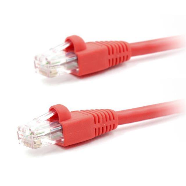 CAT5E-RED-1FT CABLE MOD 8P8C PLUG TO PLUG 1'